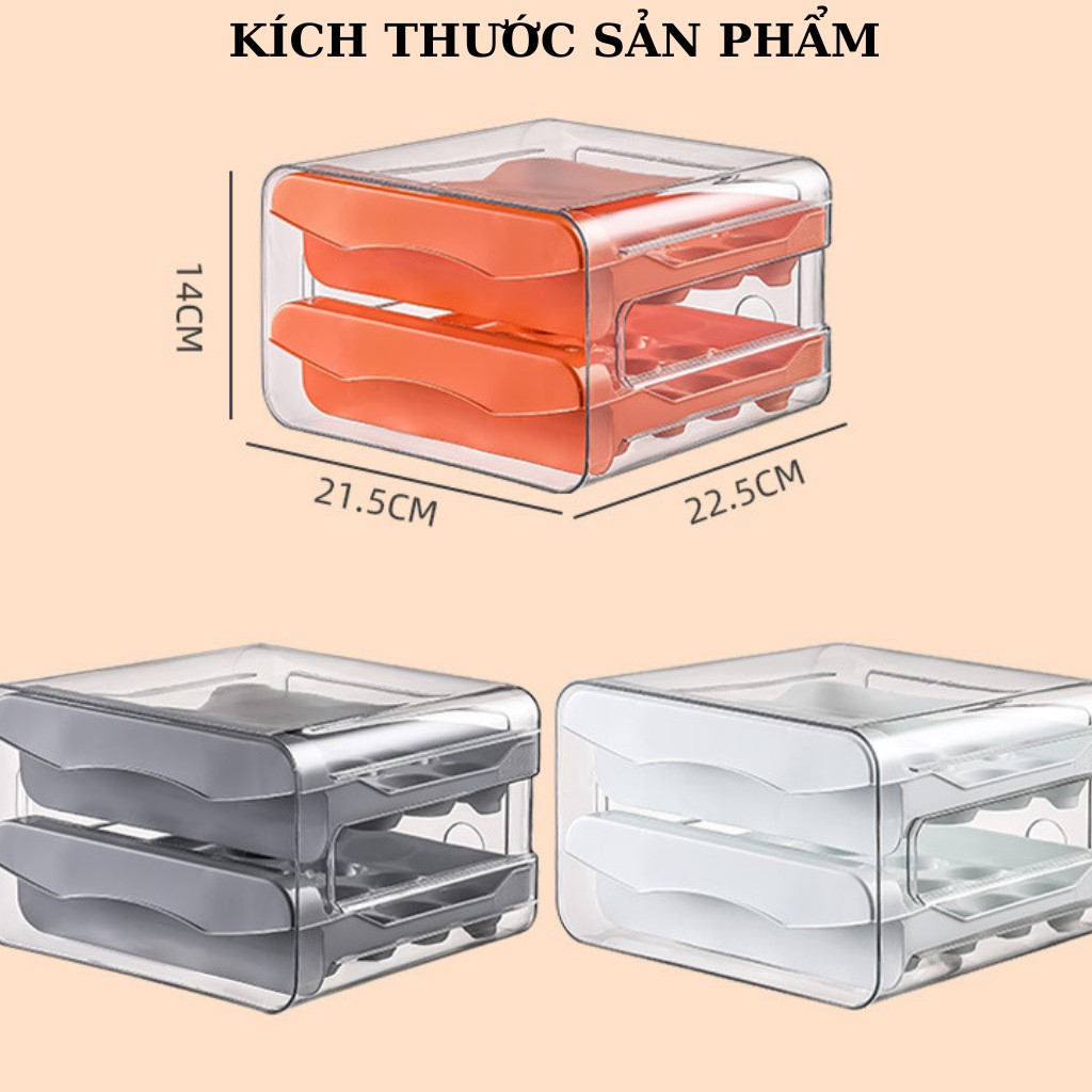 Khay đựng trứng, bảo quản trứng tủ lạnh 2 tầng ngăn kéo 32 ô mica trong suốt cao cấp ChaoYu tiện ích